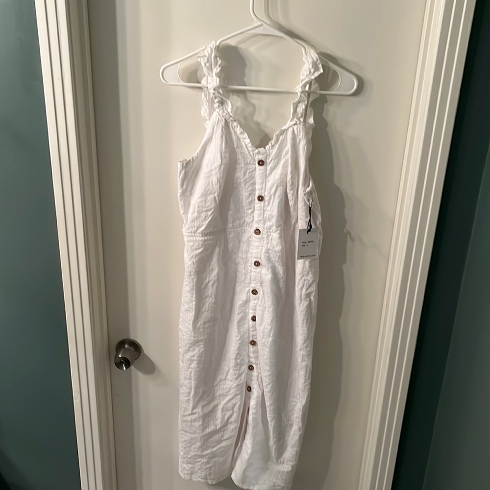 White cotton midi dress- size large- new with tags!